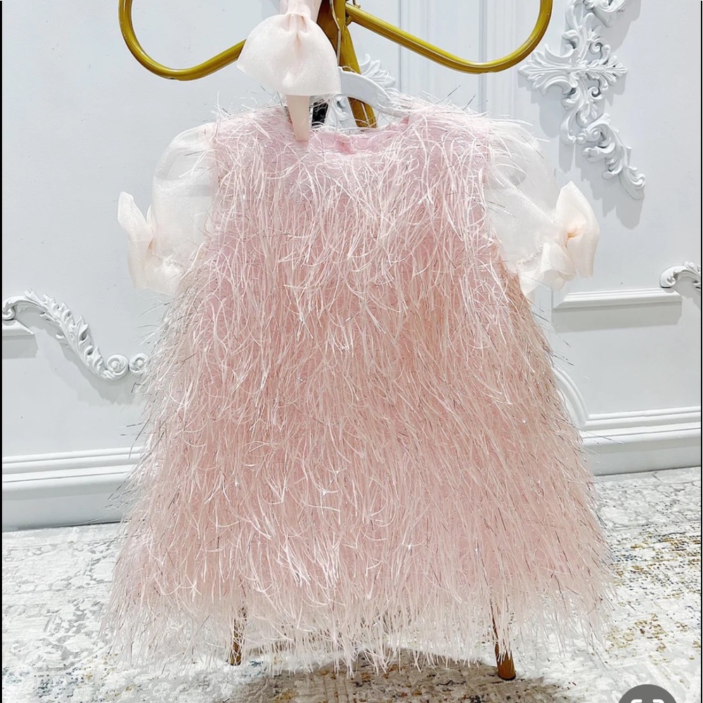 Bebe Theory Custom Little Girl Pink/Silver Birthday Dress - Size 6, New